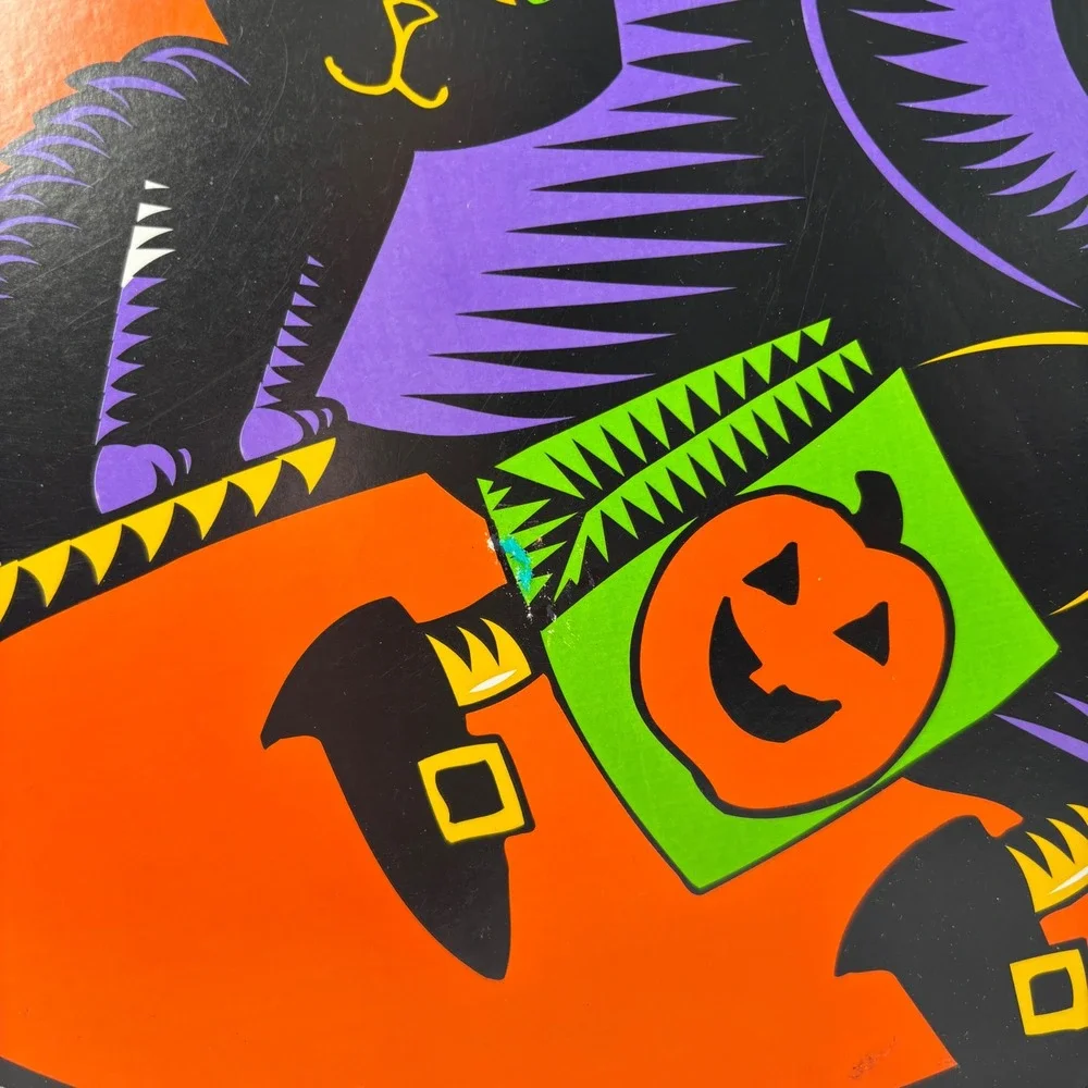 Vintage AGC Halloween Pumpkin Witch Black Cat Die‎ Cut Decor  American Greeting